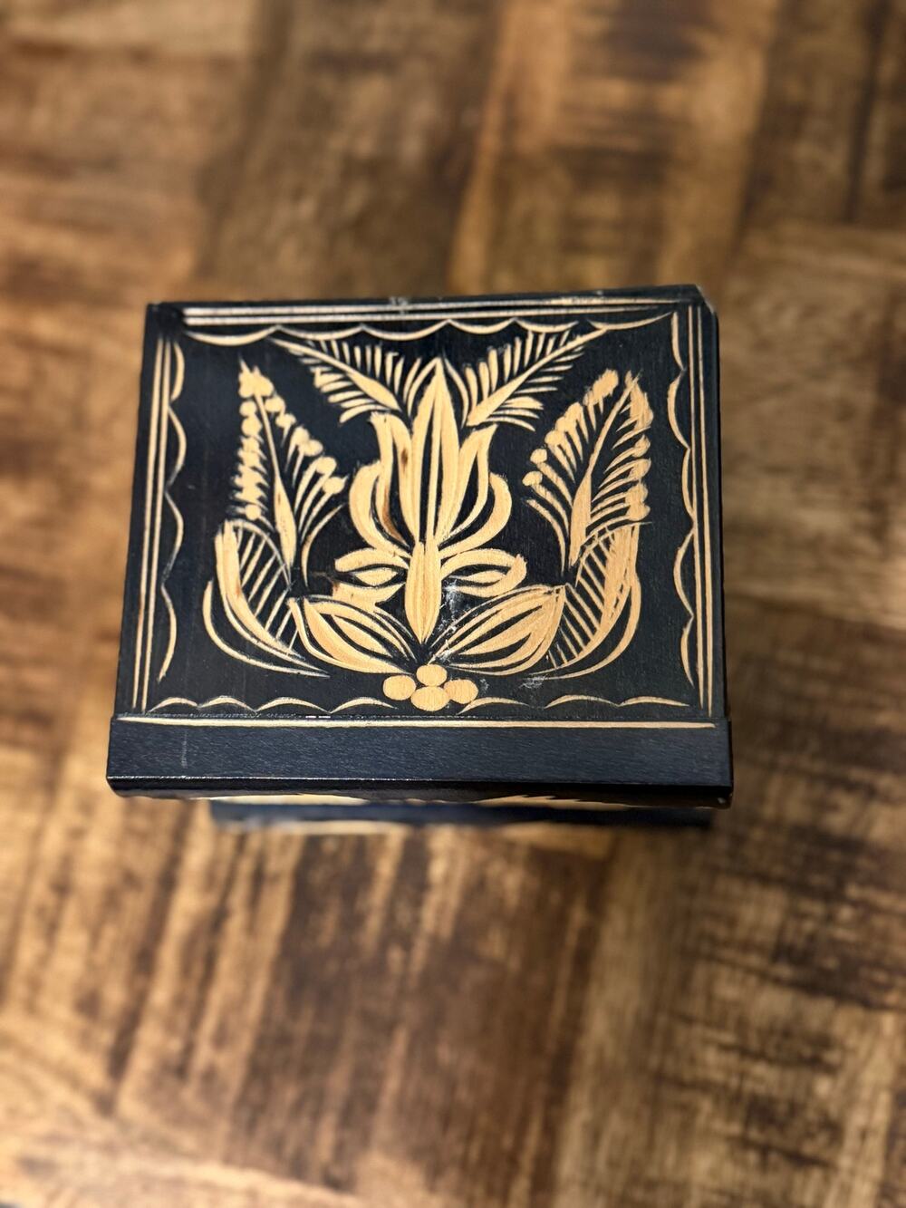 Vintage Romanian Secret Puzzle Box Hand Carved Wood “Joe” Personalized No Key